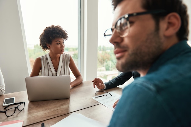 Confident speaker engaging audience